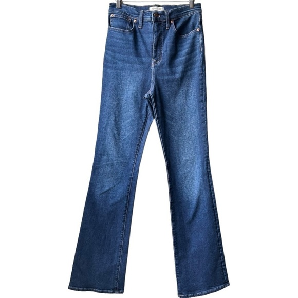 Madewell Flare Jeans Pant High Rise Demi-Boot Dark Stretch Blue Denim 29T - Picture 4 of 16